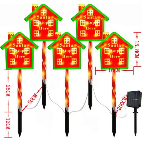 Piquets lumineux LED de Noël panneau forme maison extérieur, coque PS, IP65, non réglable, décoration festive pour jardin et cour CT-1 (1/5)
