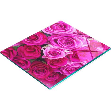 Vassoio decorativo in vetro per servire snack, bouquet di rose, 60x52 cm (1/5)