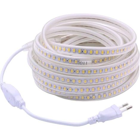 Ruban LED 5m 220V IP67 - Blanc 4000K - Extérieur - Clips montage (1/5)