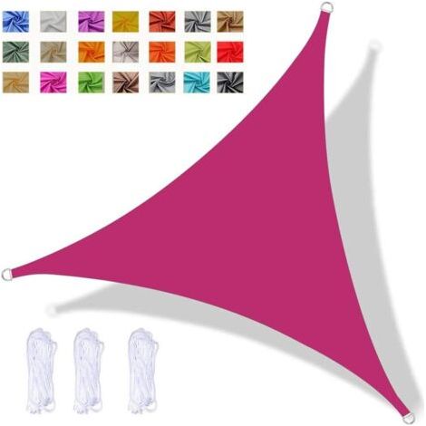 Toldo triangular impermeable con protección UV para jardín, terraza o patio, con cuerda (4x4x4 m, rojo rosado). (1/5)