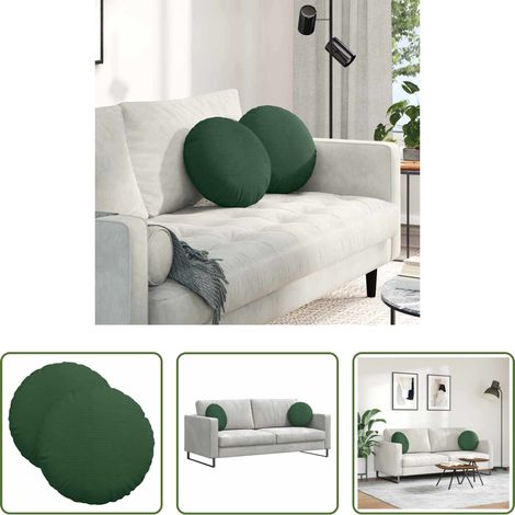 Cordstoff -  Sitzkissen 2 pcs Dunkelgrün Ø 40 cm Cordstoff