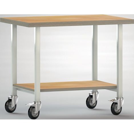 Établi L1000xP700xH840mm hêtre multiplex gris clair 1 étagère KLW-LUTZ BETR.