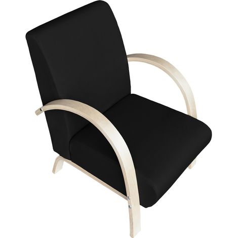 Fauteuil SOFA design bois et tissu Noir (1/4)