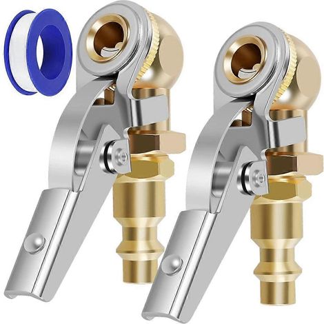 2pcs raccord gonflage pneu à bille fermée FNPT débit bloqué connecteur valve (1/5)