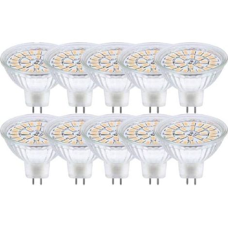 Lot de 10 Ampoules LED MR16 GU5.3 12V 3W (équiv. 30W) Blanc Chaud 3000K 450 lm Non-dimmable (1/5)