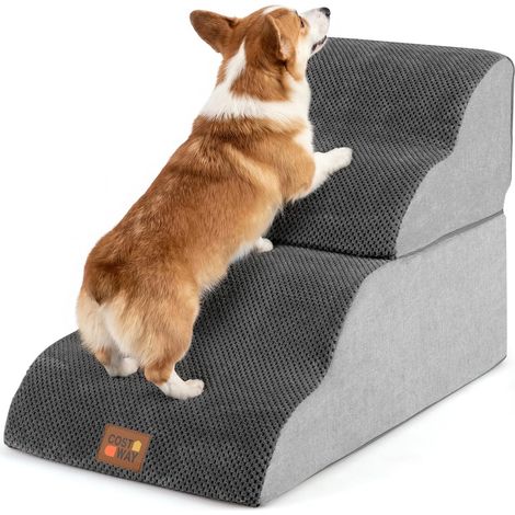 COSTWAY Scaletta per Cani a 4 Gradini Altezza 50 cm,con Fondo Antiscivolo,73x40,5x50 cm