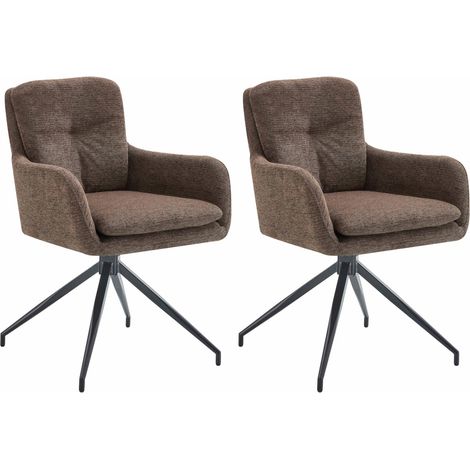Juego de 2 sillas de comedor giratorias cómodas y modernas en tela marrón con estructura de metal 100006430 (1/5)