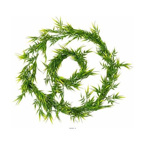 Guirlande de bambou artificiel ramifiée plastique L 188 cm 108 feuilles Vert (1/3)