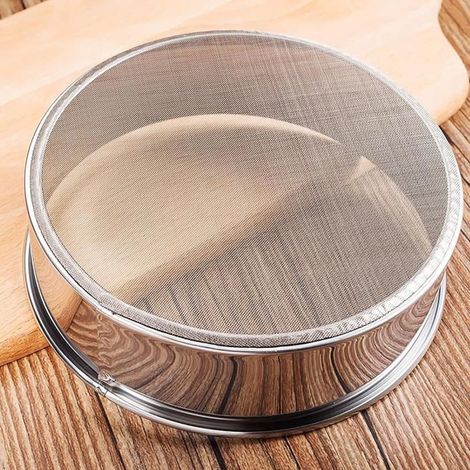 Tamis en acier inoxydable à mailles fines rond pour la farine, passoire à farine pour la cuisson de gâteaux, pâtisseries et (1/4)