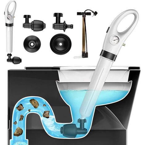Deboucheur WC, Déboucheur Evier, Piston de Toilette Déboucheur Evier Haute Pression 4 in 1 Déboucheur toilette pour Déboucher les Toilettes/Lavabo/Baignoire/Drain de Sol (1/5)