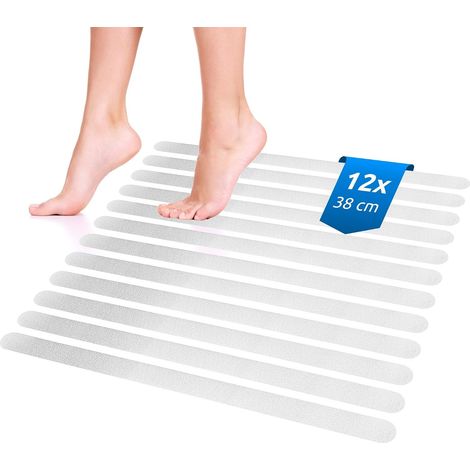 Autocollants de Douche et Baignoire antidérapantes, Jeu de 12, Bandes de Baignoire de sécurité de Bain Transparent, Tapis Douche antidérapant
