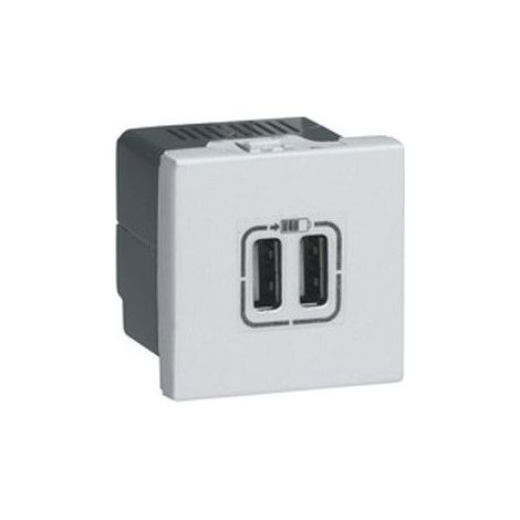 Chargeur USB Type A + USB Type C 3A 15W Mosaic 2 modules 230V ou 5V alu (079392) (1/2)