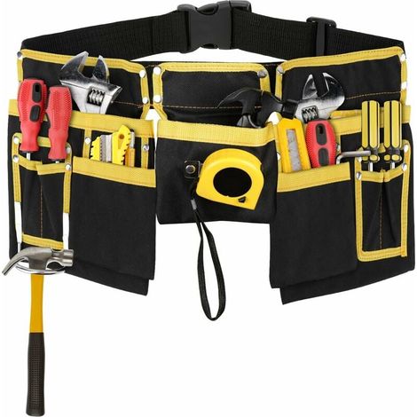 Werkzeuggürtel mit 11 Taschen, 30" – 45" verstellbare Werkzeuggürteltasche mit Hammerhalter, Oxford-Stoff-Werkzeuggürtel mit Schnalle für Bauarbeiter, Handwerker, Tischler (1/5)