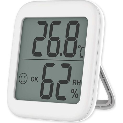 Innen-/Außenthermometer/Hygrometer – Digitales Messgerät für Temperatur und Luftfeuchtigkeit in Haus, Büro und Gewächshaus (Weiß, 1 Stück) (1/4)