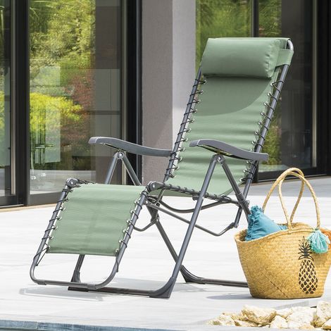 Fauteuil relax de jardin Silos vert olive acier traité époxy en texaline - Hespéride (1/7)