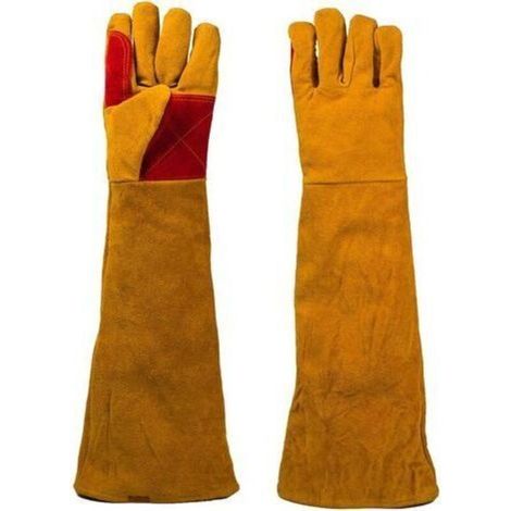 1 par de guantes de soldador aislantes y resistentes al desgaste, guantes de trabajo protectores de piel de vaca para soldadura, ignífugos, fogatas, chimeneas, herrería, barbacoas, 60 cm (1/5)