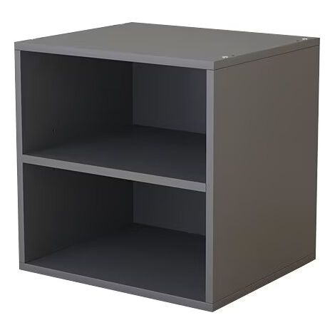 Table de Chevet avec 2 Compartiments Ouverts, Table de Nuit, Design Simple, en Bois d'Ingénierie,Gris Foncé (1/2)
