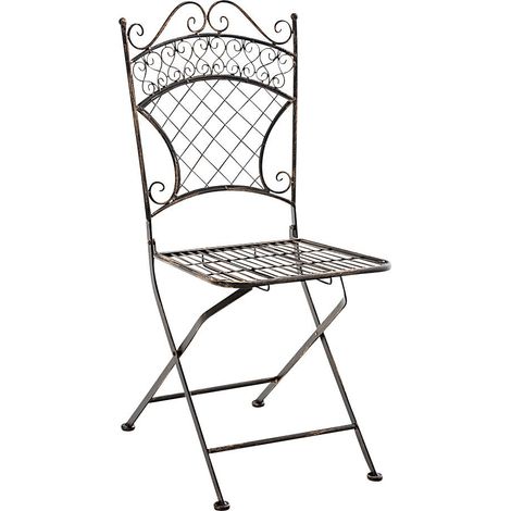 Chaise de jardin pliable en fer forgé bronze vieilli MDJ10077 (1/4)
