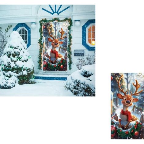 Weihnachtsdekoration - Türvorhang 90 x 180 cm, hängendes Fotozubehör (Elch)