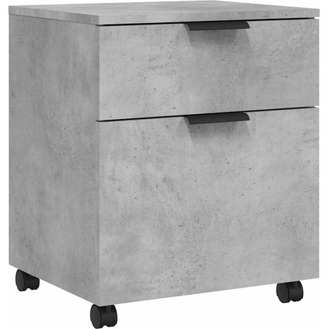 Archivador ruedas madera contrachapada gris hormigón 45x38x54cm vidaXL