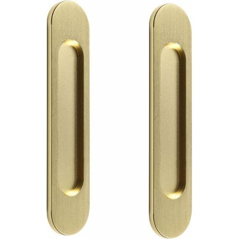 Poignée de porte coulissante ovale autocollante, sans poinçon, adaptée aux portes de grange coulissantes, fenêtres, placards (18 cm Or brossé) (1/4)