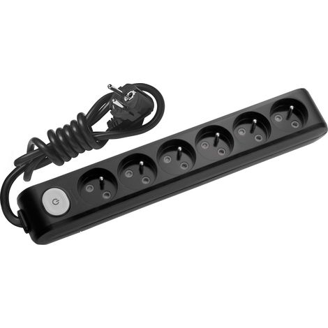 Multiprise X-TENDIA 6x Prise 2P+T (NF), câble 1,5m avec interrupteur on/off Noire - PANASONIC