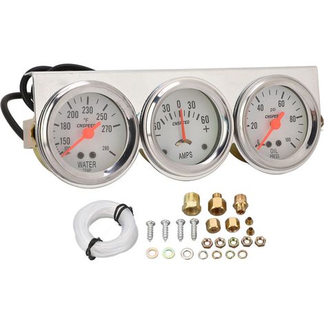 Kit universale a triplo indicatore da 52 mm, 3 in 1 per temperatura dell'acqua e pressione dell'olio, compatibile con la maggior parte dei veicoli a 12V.