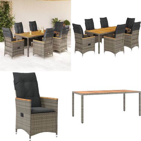 Ensemble à manger de jardin et coussins 7 pcs gris rotin - Chaises de jardin - Table de jardin (1/5)
