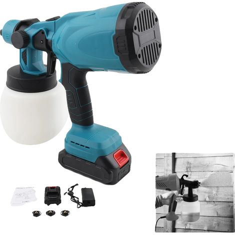 Pulverizador de pintura inalámbrico, capacidad de 800 ml, potencia de 120 W, voltaje de 18 V, 3 modos de pulverización, tamaños de boquilla de 1,0/1,8/2,5 mm. (1/5)