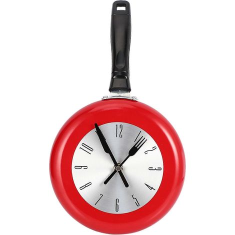 Horloge murale en métal, motif poêle à frire, 20 cm, décoration de cuisine (1/5)