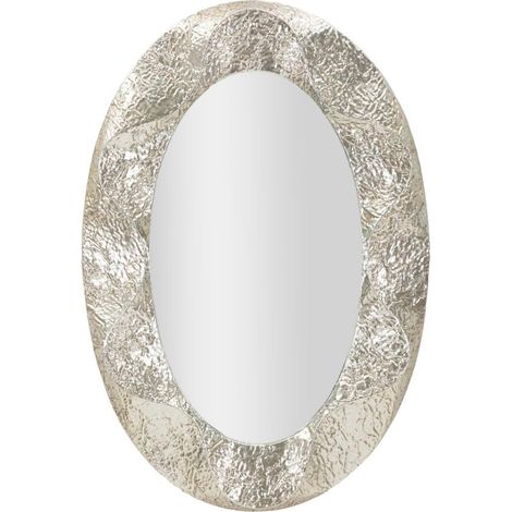 Specchio da parete in metallo argento, 87,5x6,5x128 cm – Argelux Ovale (1/5)