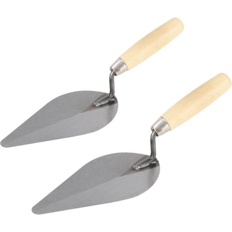 2 - Truelle à béton - Truelle de maçonnerie - Acier au carbone et bois - Pour application de ciment et plâtre - Usage professionnel et bricolage - Naturel - 30x10x20cm