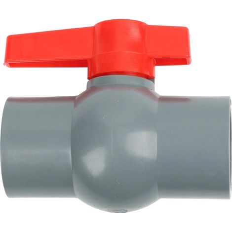 1 Robinet à boisseau sphérique PVC, Connecteur coulissant, Rouge et gris, Pour tuyauterie eau 40 mm