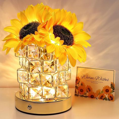 Lámpara de girasol artificial, luz nocturna recargable, regalo de cumpleaños, Día de la Madre, aniversario - Decoración de dormitorio (1/5)