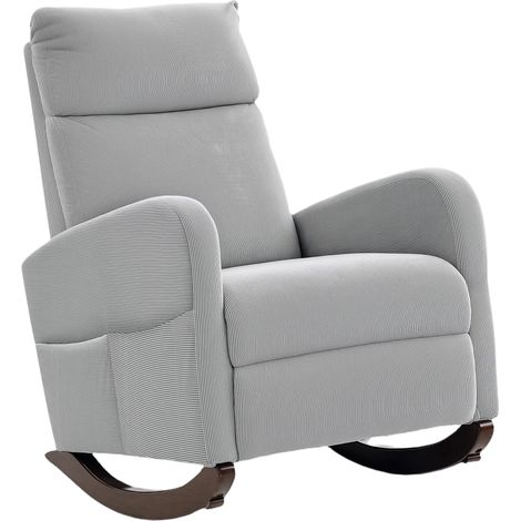 Corduroy Rocking Armchair - Grey