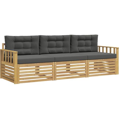 Outdoor-Sofagarnitur 3 stk. Weiß und Anthrazit Polyester vidaXL