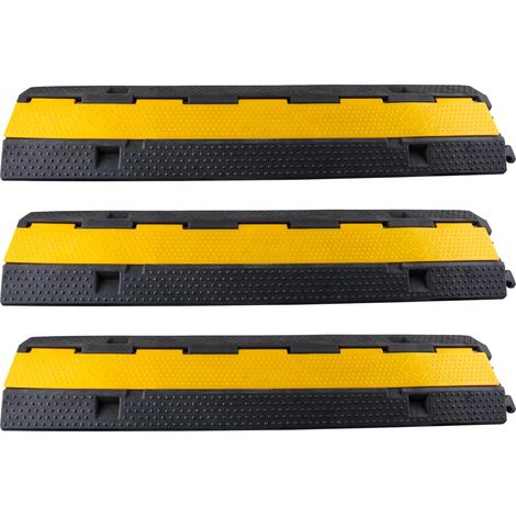 Kabelschutzrampe, 3er Set, Tragfähigkeit 10000 KG, Abmessungen 101 x 24,5 x 5 cm, Rutschfeste Oberfläche, Langlebiges Gummimaterial (1/5)