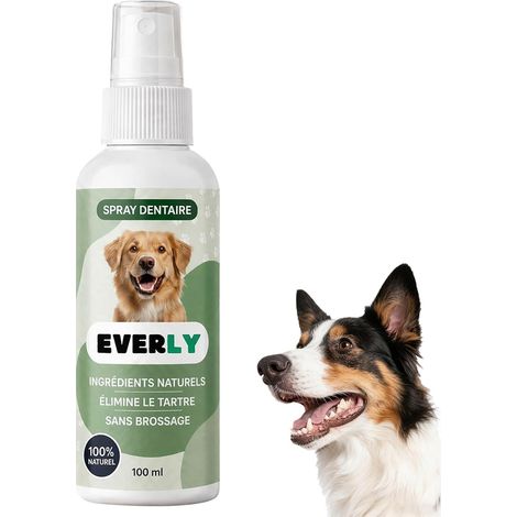 Spray dentale antitartaro Everly per cani, formulato con ingredienti naturali, per un alito fresco, senza bisogno di spazzolare i denti né stress, per cuccioli e cani di tutte le taglie (100 ml) (1/5)