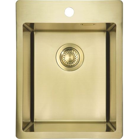 Einbauspülbecken Goldfarben eckig 39 cm Edelstahl mit Siphon "Olfato Precious"