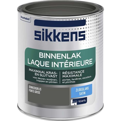 Sikkens - Peinture Laque Intérieure Bois et Fer - Résistance maximale aux taches et rayures - Satin Fonte Grise 0,75 L