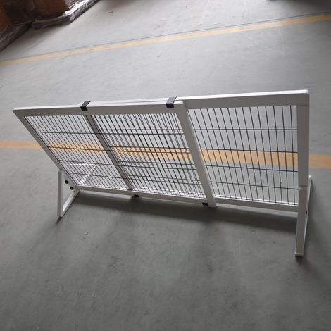 Barrière de sécurité chien, barrière de protection réglable 101-181 cm, 2 panneaux, bois et acier blanc (1/5)