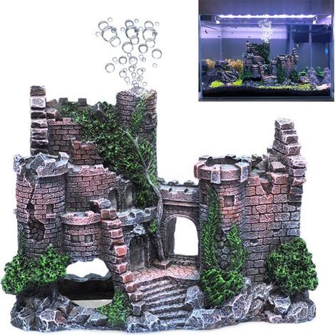 Château d'aquarium - Décoration d'aquarium pour Poisson Betta - Accessoires de décoration pour Maison Betta (Pompe à air Non Incluse) (1/5)
