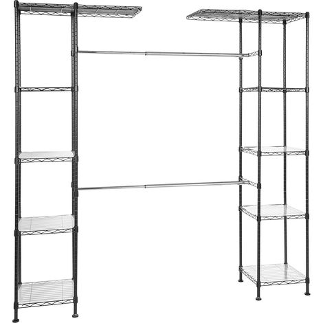 Système de rangement de placard extensible, Noir, 144.8 - 203.2 x 35.6 x 182.9 cm (1/4)