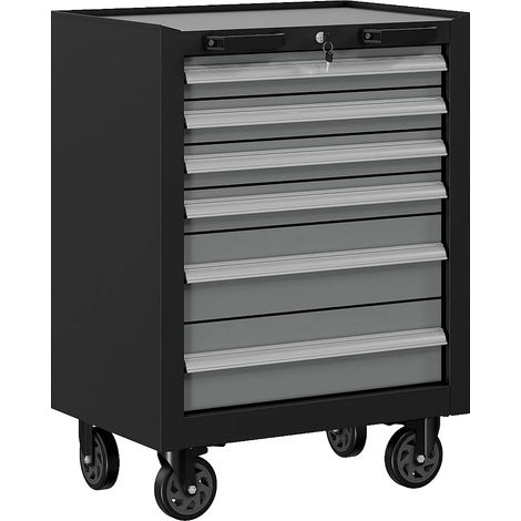 Banco da lavoro su ruote in acciaio con 6 cassetti - L67 x P52 x H94 cm - Grigio antracite - ATELIOR (1/4)