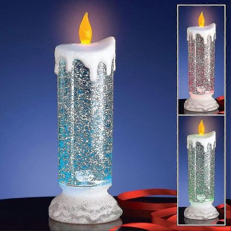 Bougie LED électronique rechargeable, étanche et à couleur changeante, avec paillettes et fonction de changement de couleur (1/4)