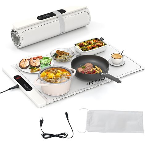 Costway – Chauffe plat électrique pliable – Tapis chauffant en silicone – 6 températures 50-100℃ – Minuterie 1-5H – Arrêt automatique et portable (1/5)