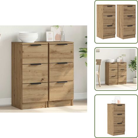 Credenze per soggiorno - vidaXL Credenze 2 pz Rovere Artigianale 30x30x70 cm Legno Multistrato - Credenze per camera da letto