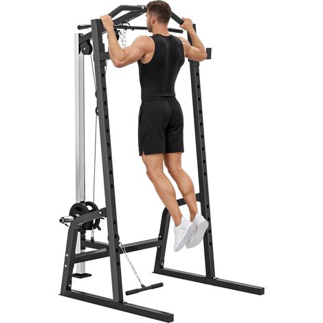 SPORTNOW Power Cage with Pulley System, Squat Rack
