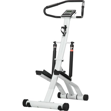 Stepper con manillar, pantalla LCD, 12 niveles de resistencia, negro y plateado, 80 x 61 x 134 cm (1/5)