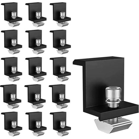Lot de 16 supports de panneau solaire de 30 mm, module PV, montage pour toits, murs, bateaux, camping-cars (noir) (1/5)